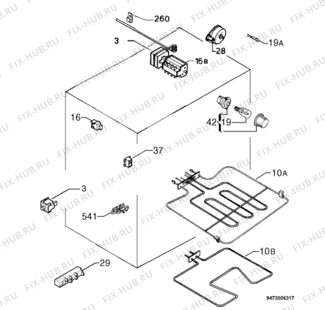 Взрыв-схема плиты (духовки) Zanussi Z65WES - Схема узла Electrical equipment 268